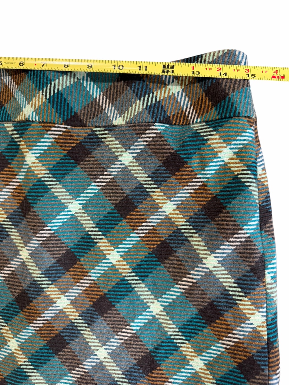 Talbots Size 4 Teal Brown Plaid Wool Blend Lined Skirt - Picture 4 of 7